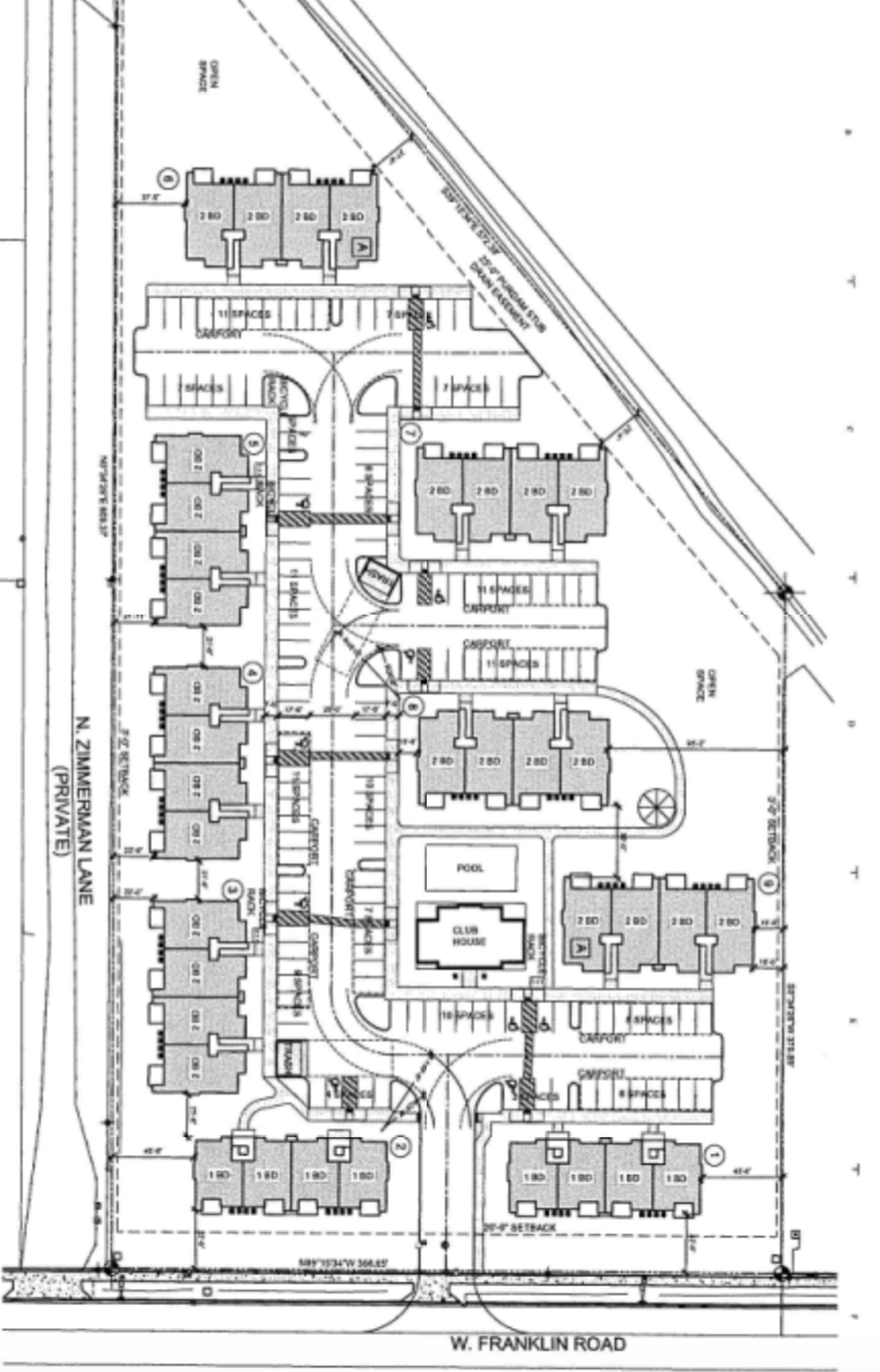 An apartment complex proposed by Schultz Development would include 72 apartments spread amongst nine buildings.