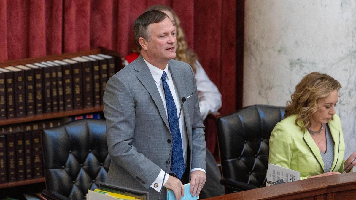Sen. Kelly Anthon, R-Burley, speaks during a Senate session in February.