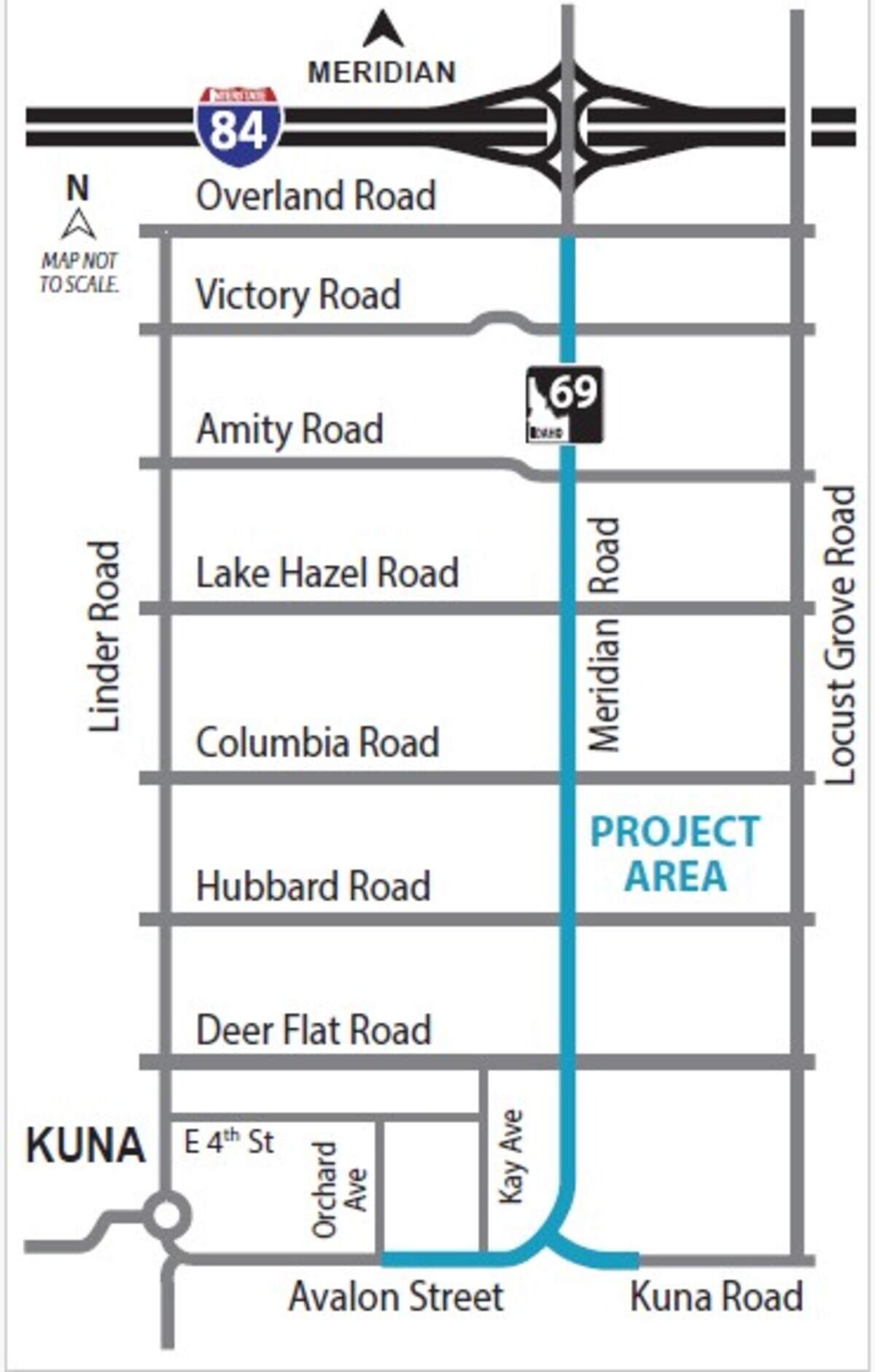 Where the Idaho Transportation Department hopes to widen Meridian Road.