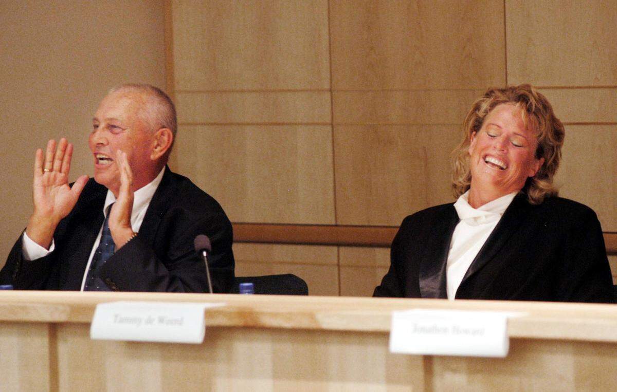 Meridian mayoral candidates Keith Bird and Tammy de Weerd at a candidates forum. Bird was chatty: He would “sit and talk your ear off,” de Weerd said.