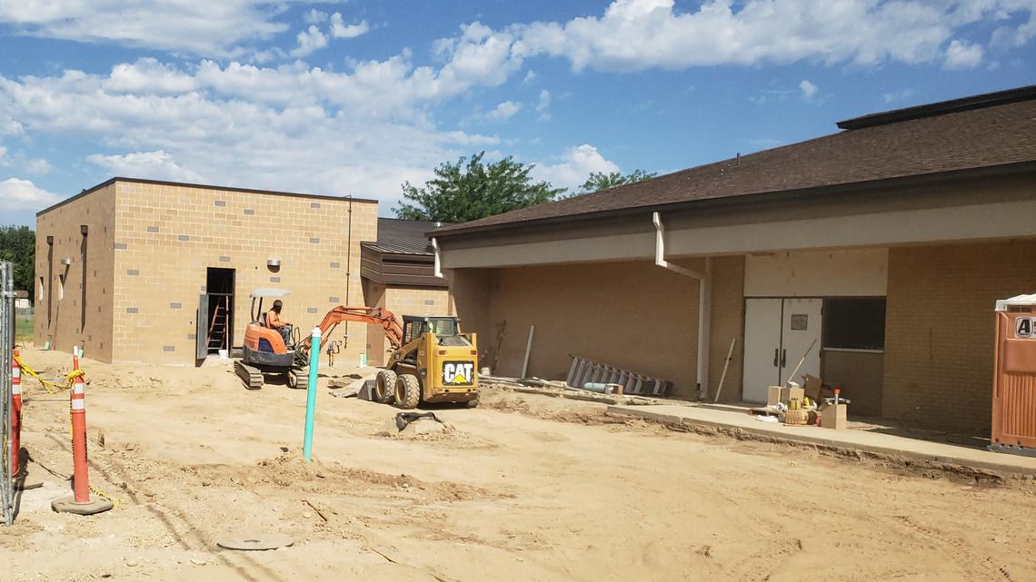Koelsch Elementary School, off North Curtis Road, is building a combination gymnasium-cafeteria. It is going in behind the existing school.