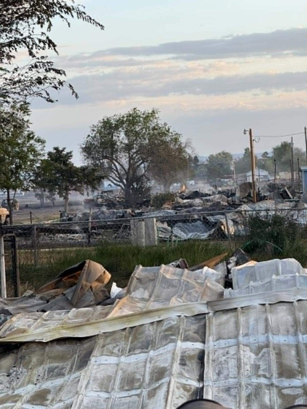 Mobile homes on Southwest High Desert Drive were destroyed in the fire.