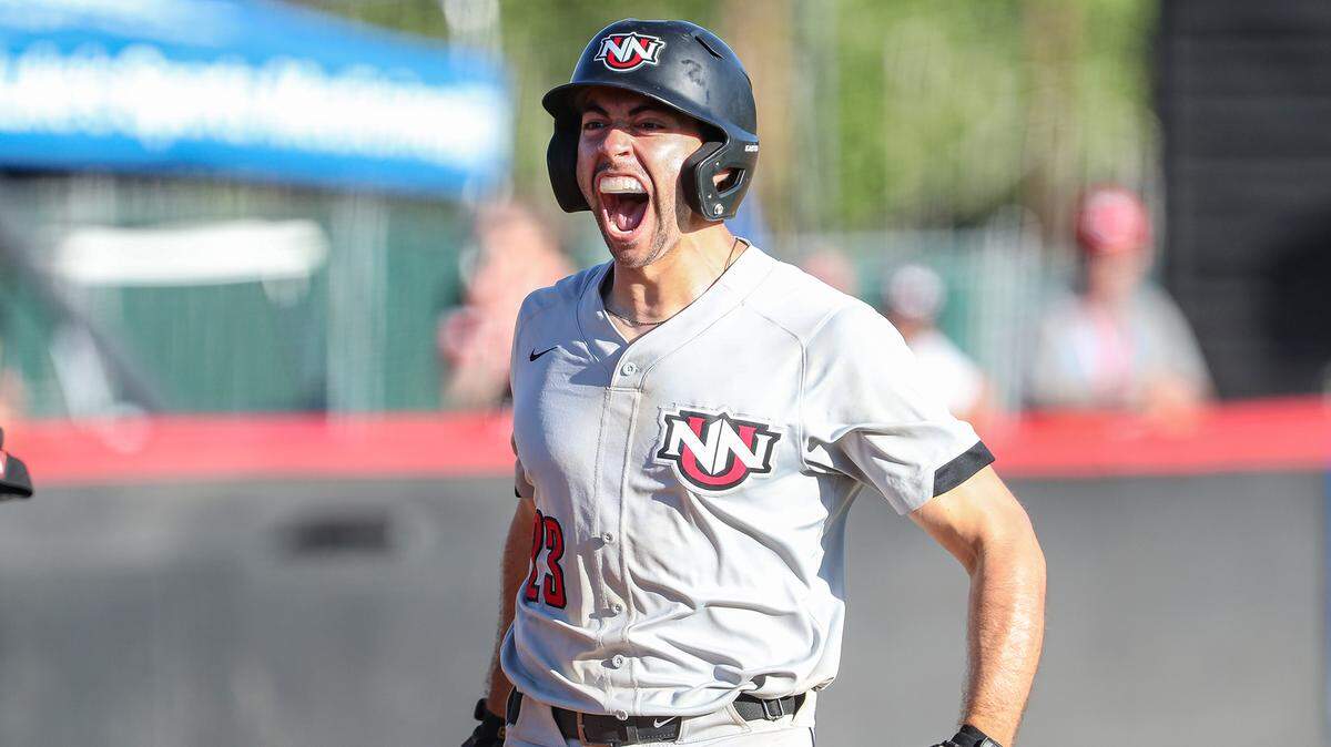 Northwest Nazarene senior John Gonzalez celebrates after his three-run home run tied a NCAA Division II West Regional game against Southern Oregon on May 28. The Nighthawks went on to win and force a Game 5, which they also won to punch their ticket into the Division II championship bracket.