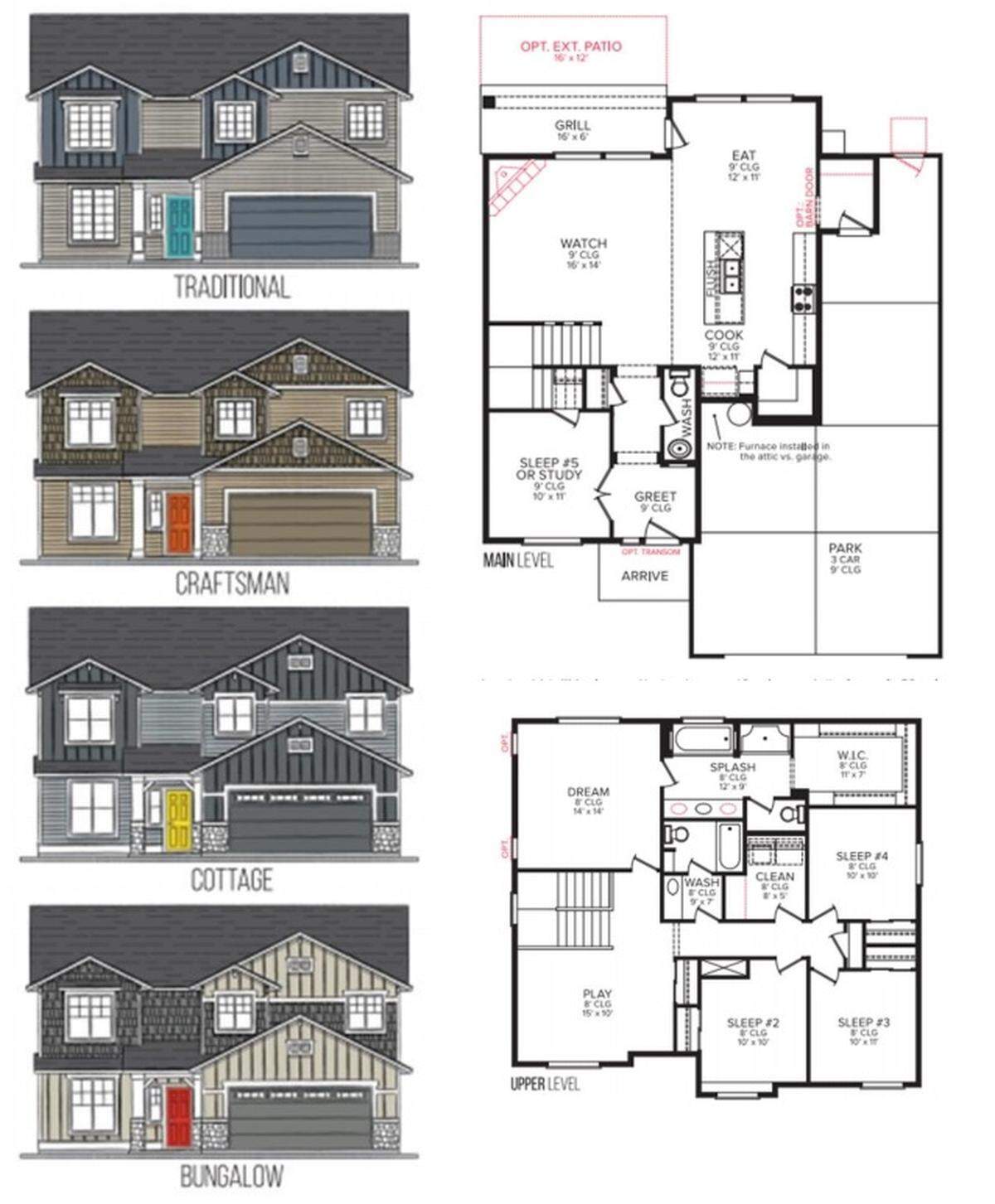 Proposed designs for houses in the Whitepine subdivision.