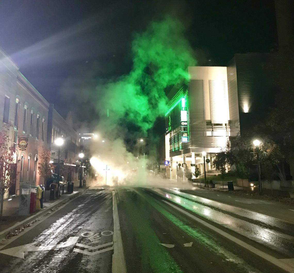 Early the morning of Oct. 30, the city of Boise tweeted this photo of steam escaping from a leak in its underground geothermal system on Capitol Boulevard between Front and Main streets. The leak, caused by a failing metal part, closed Capitol Boulevard for part of the day.