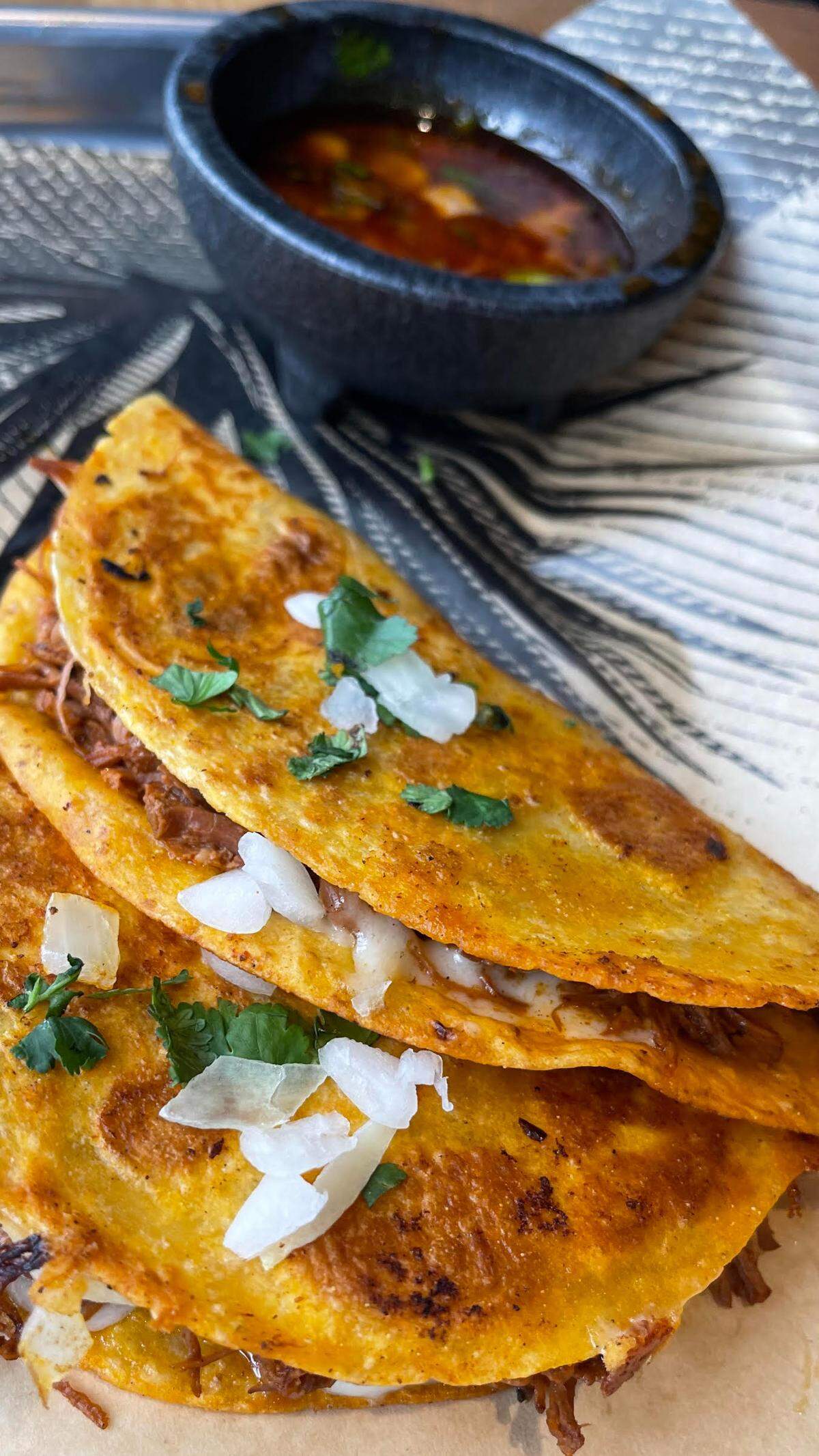 Sure to be popular, Quesabirria Beef tacos are on the menu.
