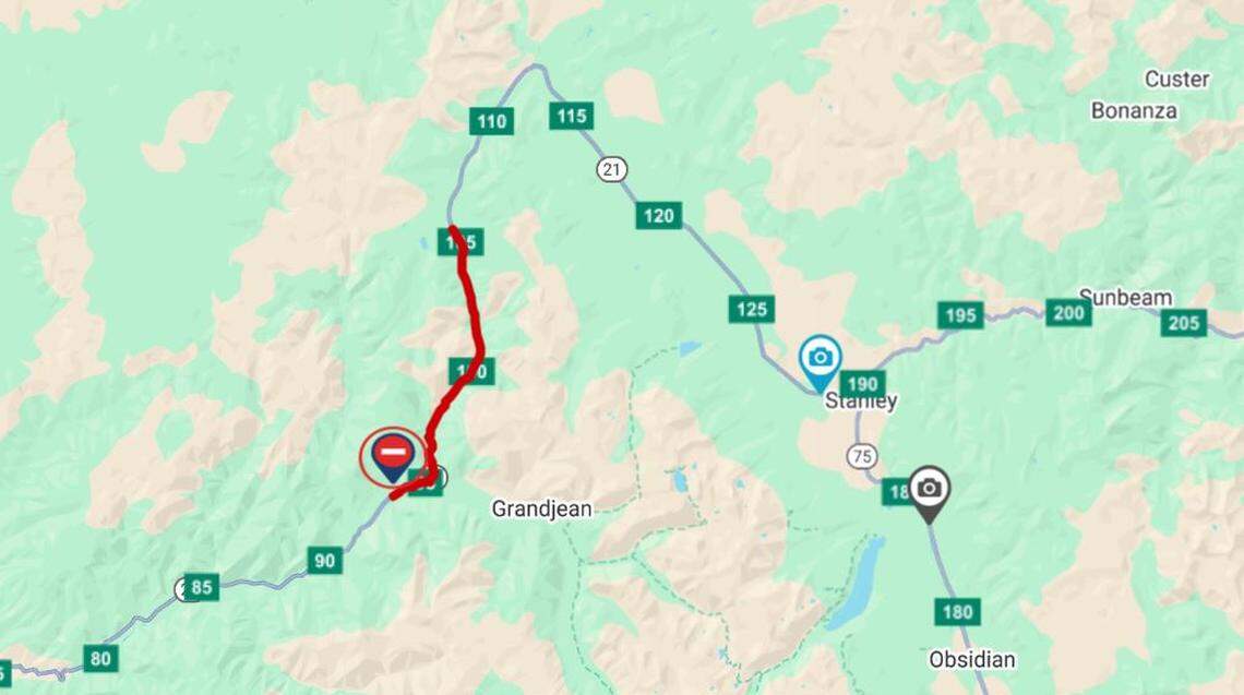 An Idaho Transportation Department map shows the closure area.