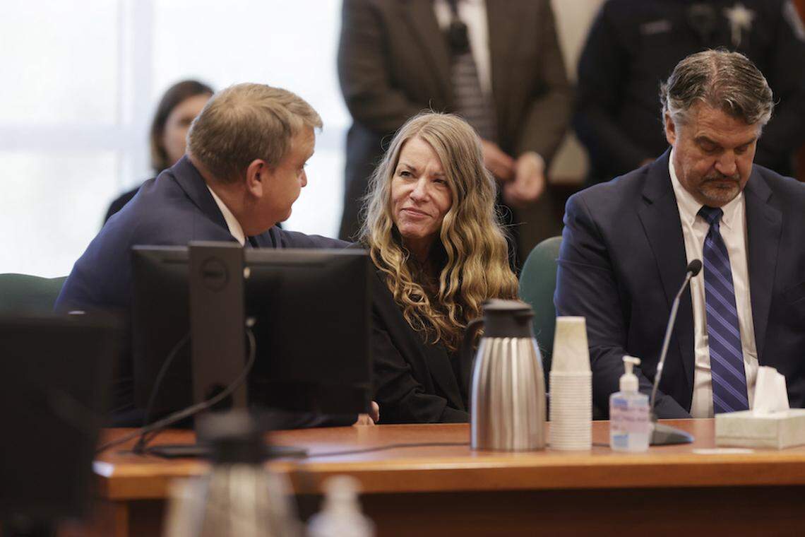 Lori Vallow Daybell, center, avoided a possible death sentence in her Idaho murder trial after a judge decided state prosecutors failed to meet discovery deadline requirements. She was found guilty of killing her two children and sentenced to life in prison without the chance of parole.