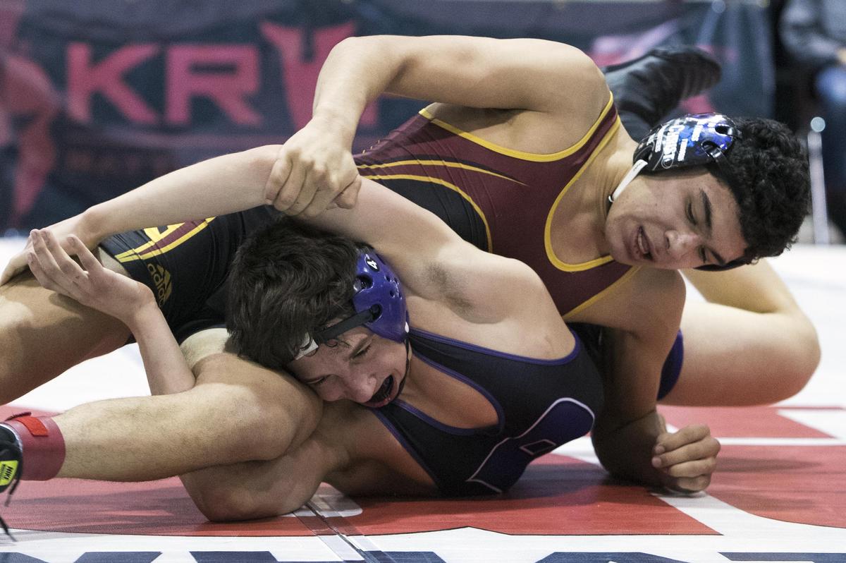 Isaiah Gonzalez wrestles for Pasco High.