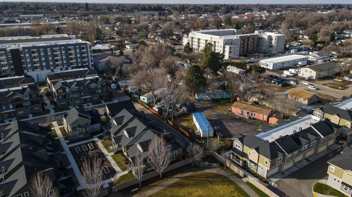 New housing developments have gradually surrounded an existing mobile home park near Riverfront Park in Garden City.