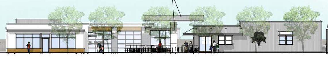 The owner of a former car wash at 13 S. Latah St. is planning a three-building complex with The STIL ice cream shop, right, a restaurant in the middle and a retail store on the left.