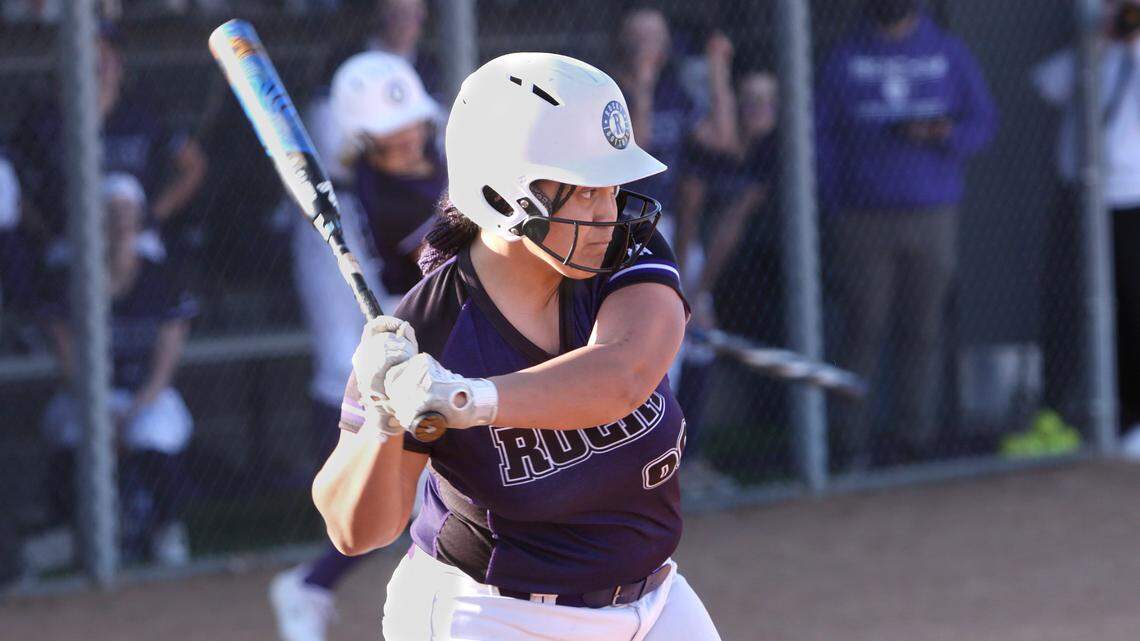 Rocky Mountain shortstop Lolo Walker eyes a pitch against Mountain View on Tuesday at Rocky Mountain High.