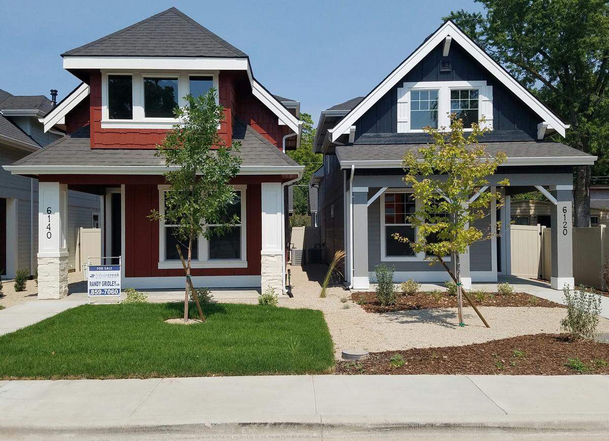 These two new homes, at 6120 and 6140 W. Primrose St., are being offered for $289,900. They feature two master bedrooms upstairs and another bedroom downstairs, with three bathrooms. They are located on the Boise Bench north of West Fairview Avenue and west of North Curtis Street. The median sales price for the 60 homes sold on the Bench in July was $249,950.