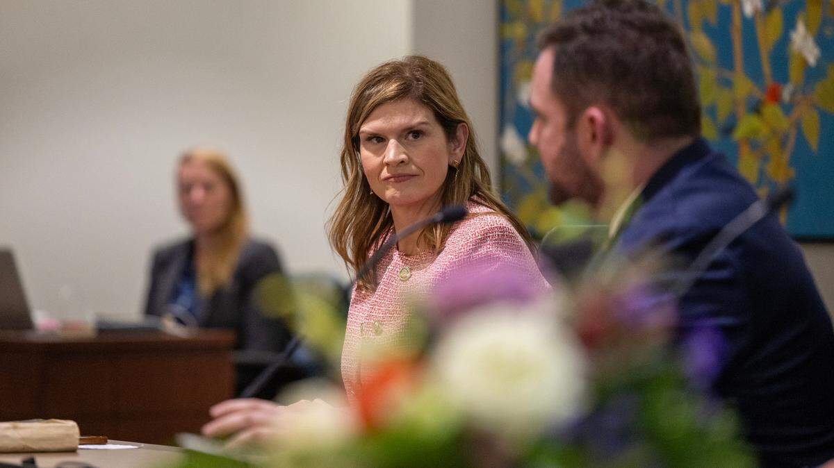 Council Member Luci Willits listens as council member Colin Nash speaks at City Council in this January file photo.