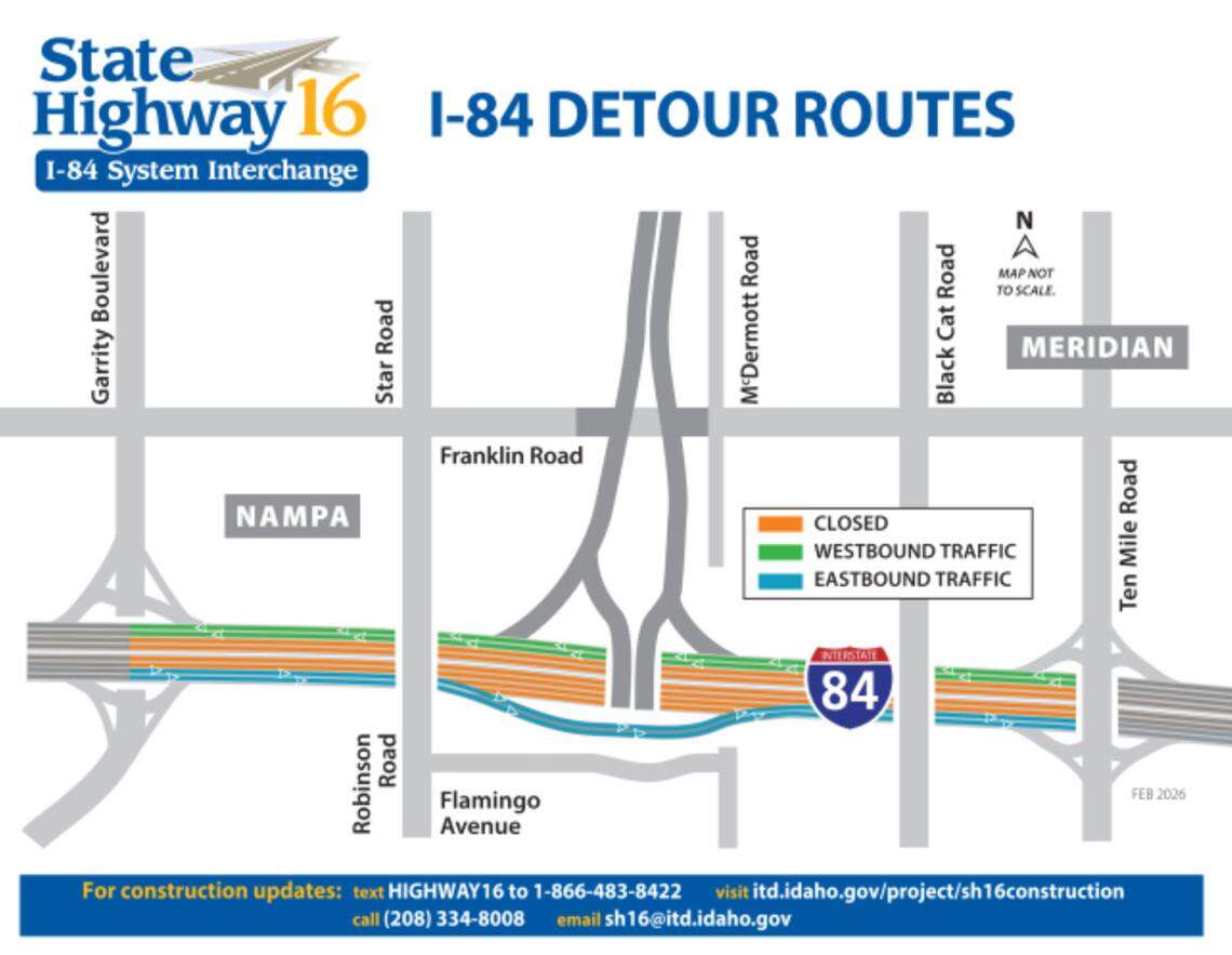 Traffic officials provided a detour map for March 14-16.