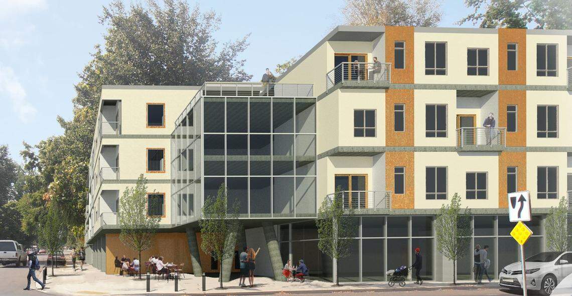 The Chaussee Swan development at North 27th Street and Stewart Avenue would include 65 one- and two-bedroom apartments in a four-story building.