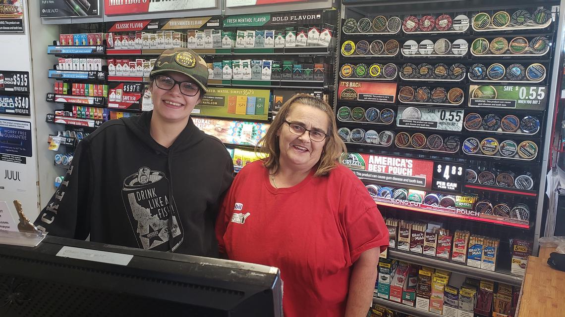 Alexis Spence, left, and Trena Chipman, clerks at On the Fly Gas Mart, said it was hard suffering through 11 months of slow business as improvements to State Street and Collister Drive next to the store were made. “I’m glad it’s over,” Spence said. “It will be nice to see business pick up again.”