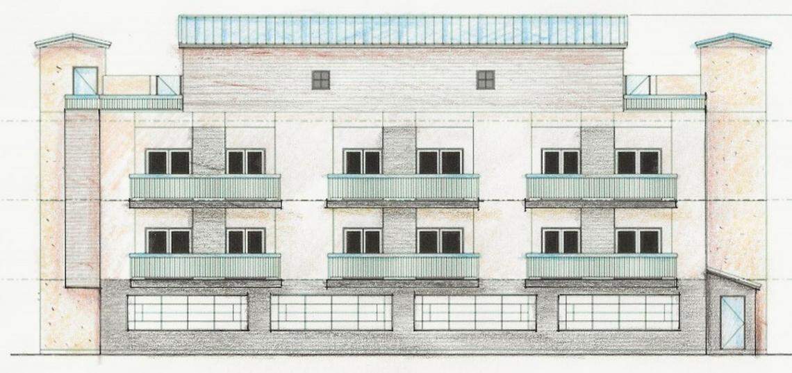 An architectural rendering of Energreen Development Co.’s proposed condominiums on the Boise Depot Bench.