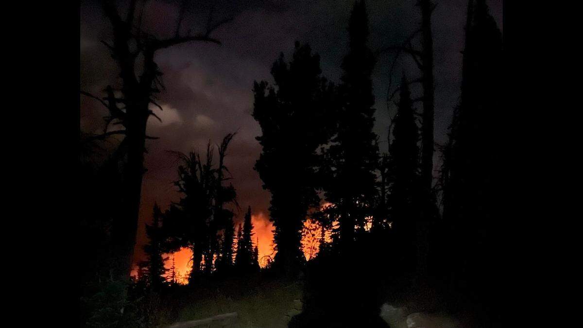 A photo from the Payette National Forest shows flames from Rainbow Fire, which burned last September at Brundage Mountain and required response from smokejumpers.