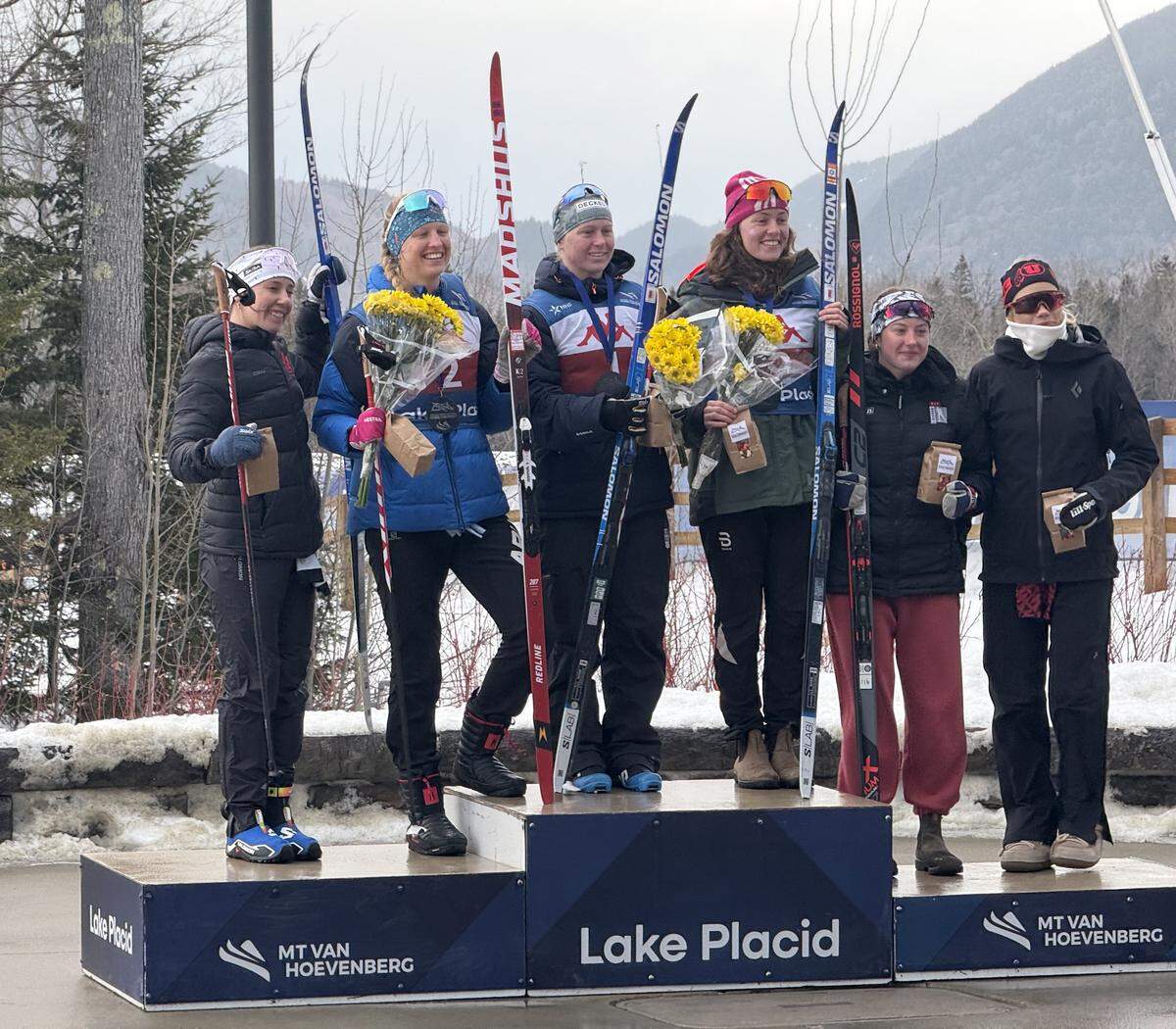 Boise High graduate Sammy Smith, third from left, won her second national cross country skiing title this week in Lake Placid, New York.