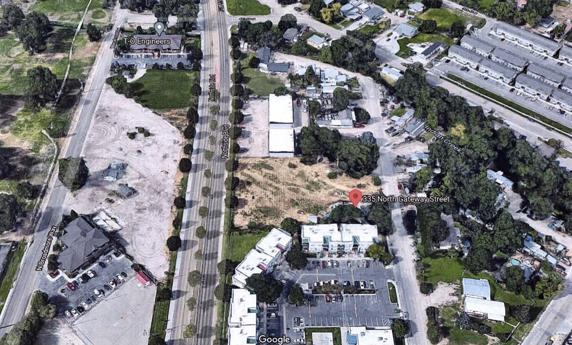 Tim Kristovich of Whispering Pines LLC, based in Kuna, requested a zoning map amendment from industrial park to multiple-family residential for a 1-acre parcel at 335 N. Gateway St.