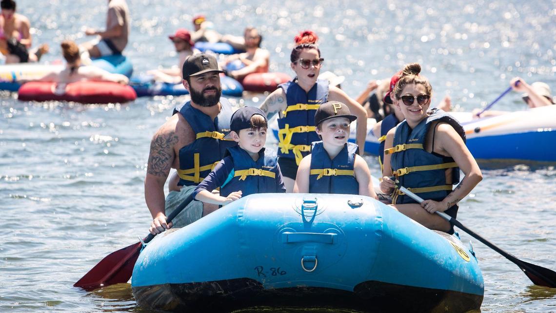 People beat the heat by floating the Boise River from Barber Park on Saturday, June 26, 2021.