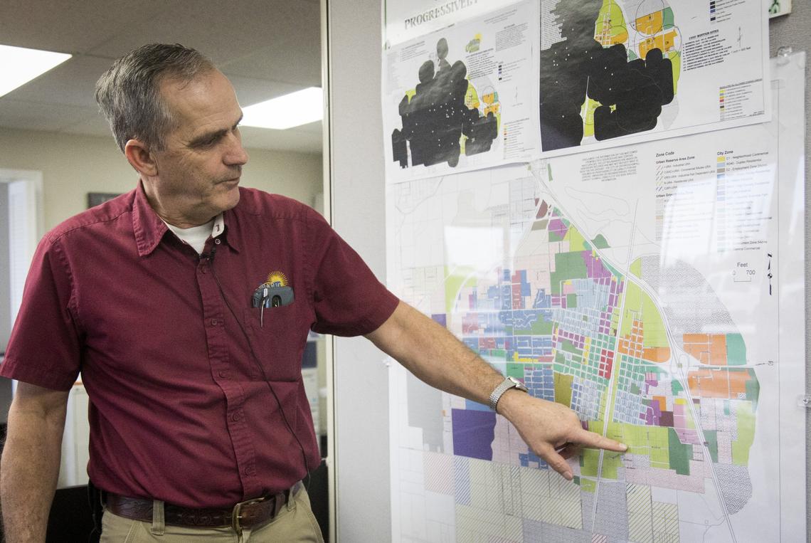 Dan Cummings, community development director in Ontario, Oregon, was the one who drew 1,000-foot circles around schools and parks to delineate where dispensaries can and cannot be. Most of the dispensaries will be to the east of I-84, where most of the city’s popular retail stores are already located.