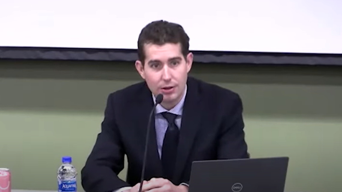 North Idaho College Board of Trustees Chairman Greg McKenzie speaks at a Dec. 8 meeting.