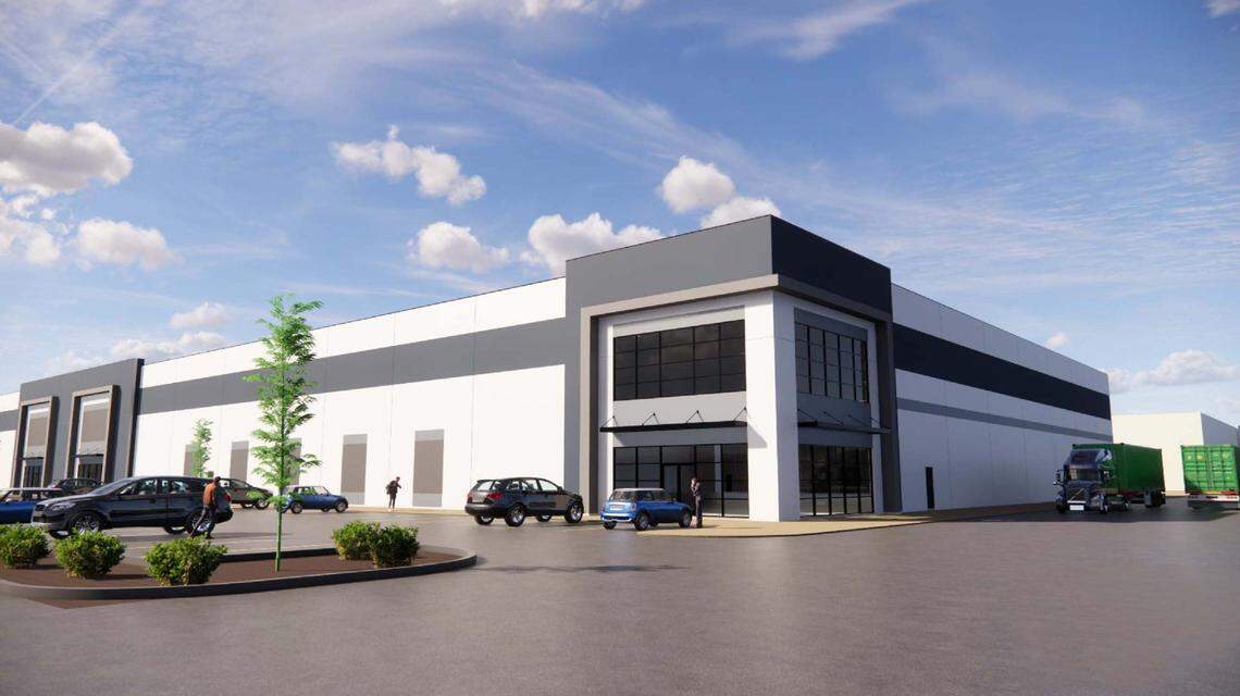 Rendering of one of three buildings that will make up the Madison Logistics Center on Madison Avenue in Nampa. The three buildings that will make up the complex will each have about 115,000 square feet.