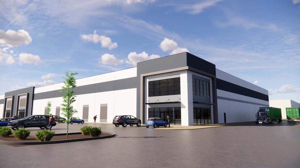 Rendering of one of three buildings that will make up the Madison Logistics Center on Madison Avenue in Nampa. The three buildings that will make up the complex will each have 115,008 square feet. Sacramento developer LDK Ventures announced plans to break ground in March, with construction scheduled to be completed by January 2023. ​