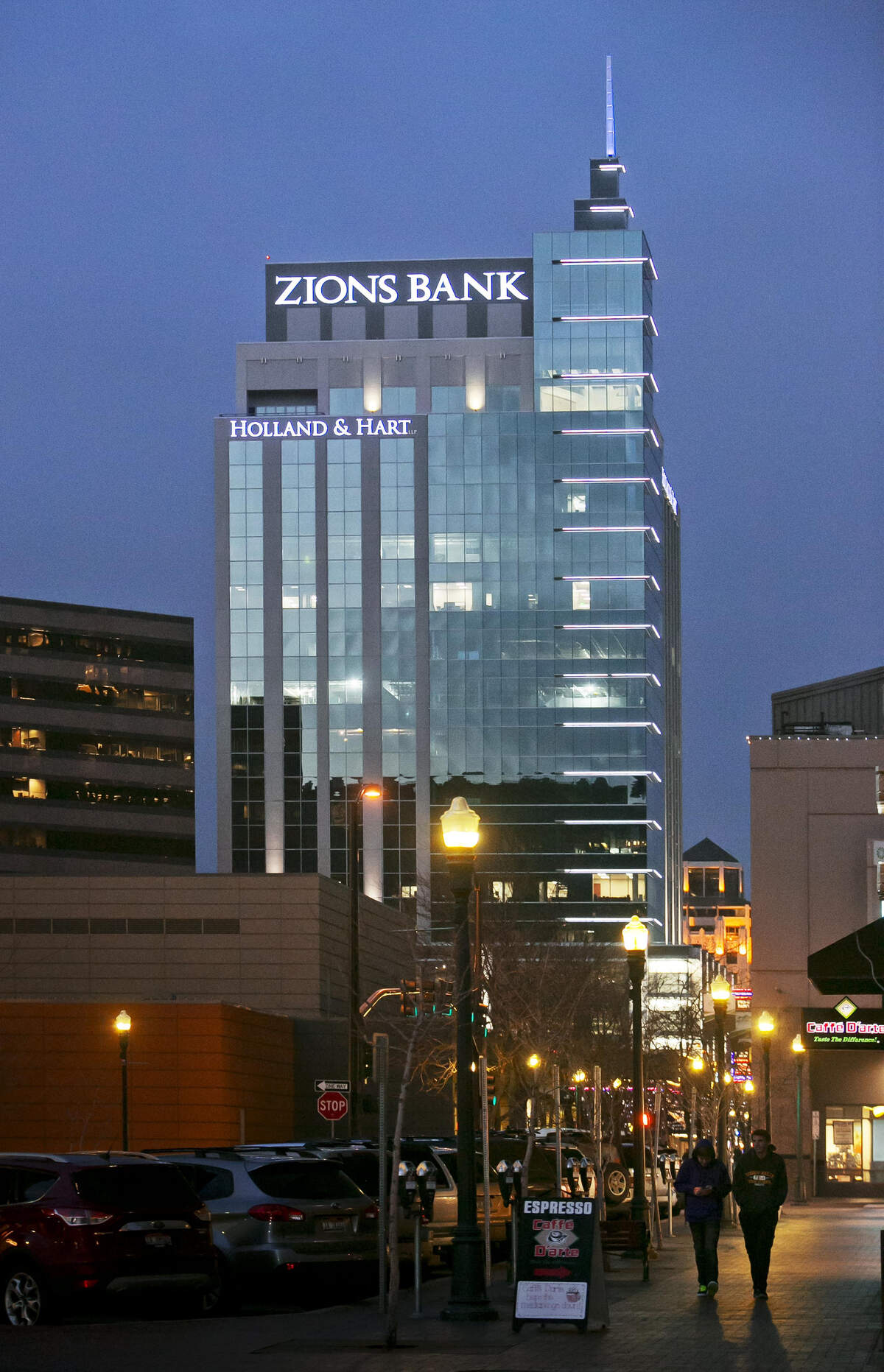 The Eighth and Main building, sometimes called the Zions Bank building, filled a downtown eyesore known as “The Hole” and opened in January 2014.