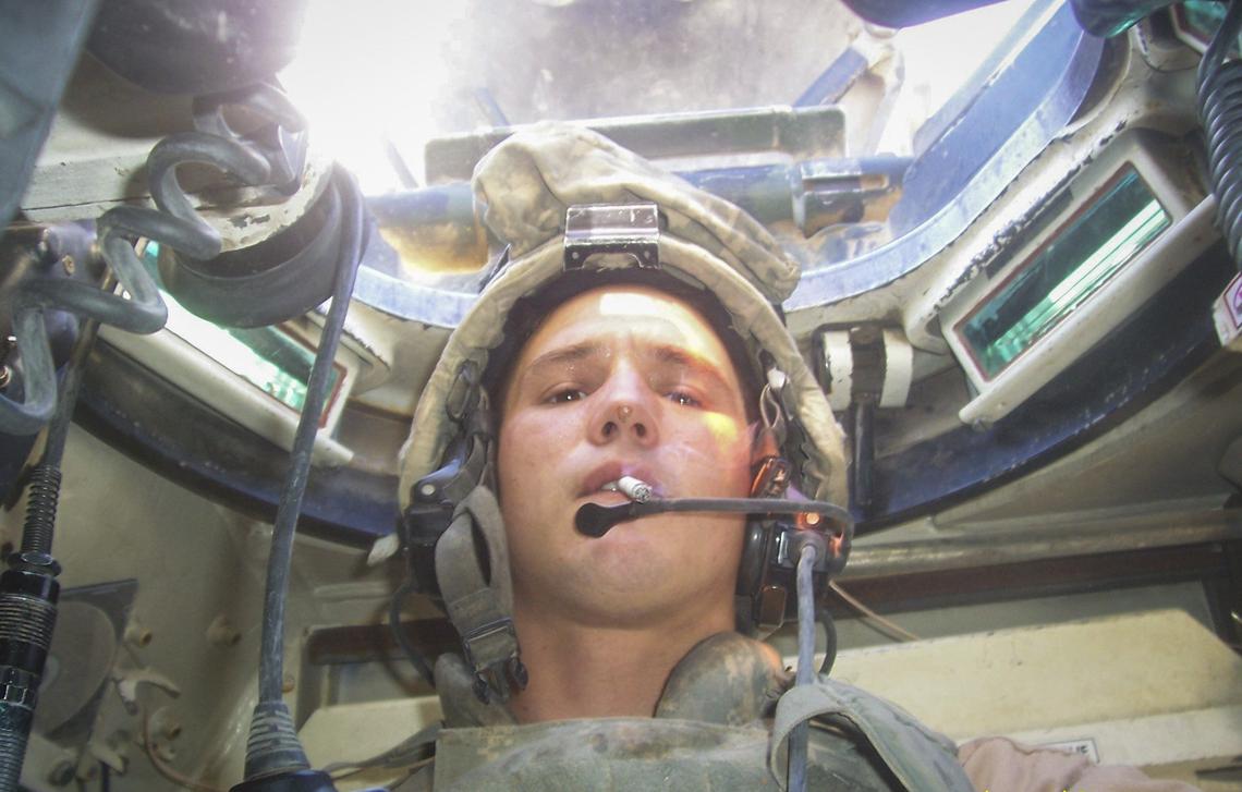 Jared Hatch, of Kuna, in the commander’s hatch of his M1A1 Abrams in the city of Ramadi in September 2006. “The temperatures inside the tank at times reached over 150 degrees,” he said - that’s sweat dripping off his nose. “I would sit there and melt. We would be in the tank for 4-6 hour shifts watching our entry control points,” he said. “They liked to load dump trucks with explosives and try to drive them into compounds.”