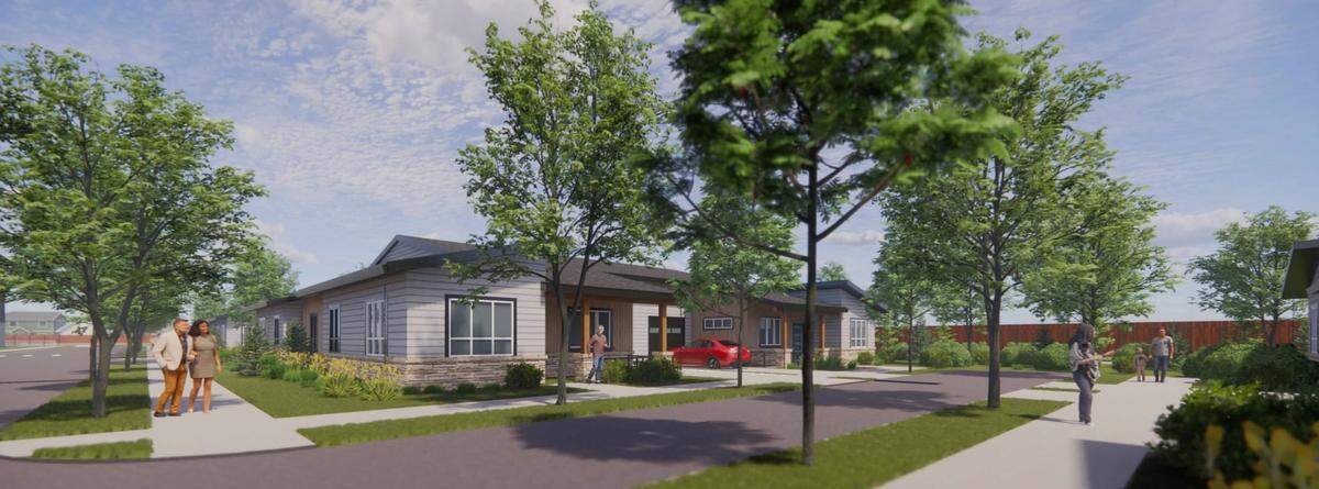The Linder Senior Living community would include 18 independent senior cottages, shown in this architectural rendering.
