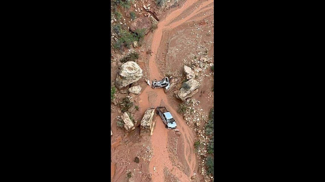 Flash flooding at the Capitol Reef National Park in Utah on June 23 trapped dozens of visitors, the sheriff’s office said. At least seven cars were trapped in the flood areas.