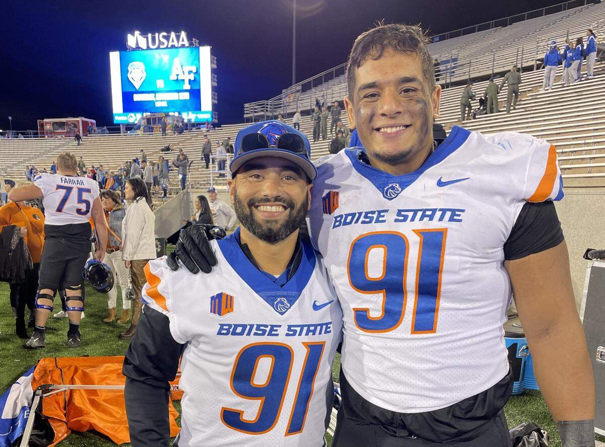 Boise State defensive lineman Ahmed Hassanein moved to the United States from Egypt when he was 16 to live with his older brother, Cory.