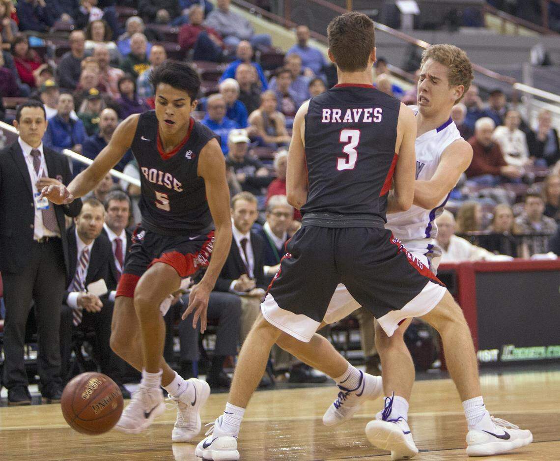 Boise has phased the word “Braves” out of most of its uniforms. But the boys basketball team’s uniforms still display it on the back.