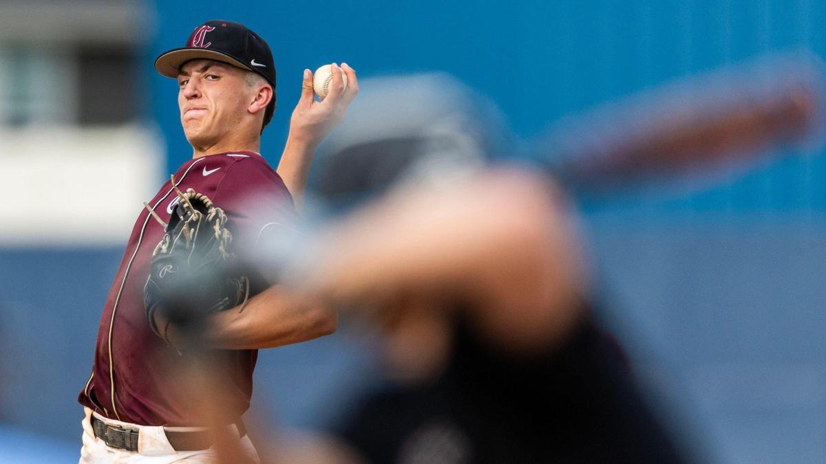 Centennial’s Cannon Haws pitches against Ridgevue in the 6A regionals last season at Middleton.