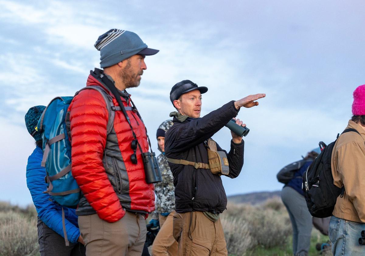 Skyler Vold points out a sage grouse lek in the Owyhee Canyonlands. “It’s our job to protect these habitats for these native species,” Vold said. “We have kind of messed up this ecosystem, and it’s our job to do our best to manage it to where it was historically.”