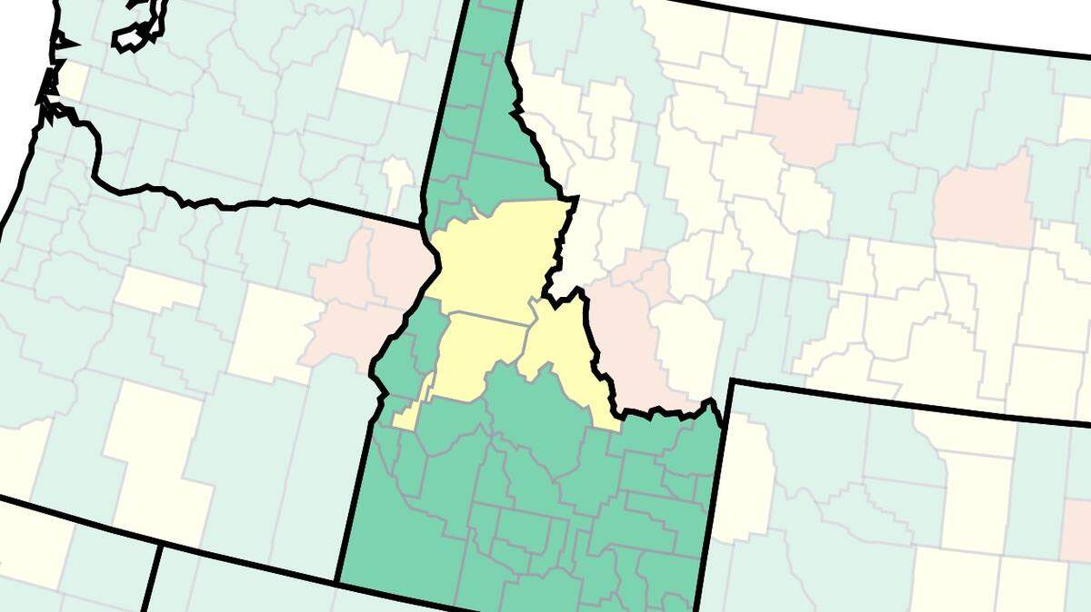 Isn’t this map pretty? This is the U.S. Centers for Disease Control and Prevention’s COVID-19 latest community level map. It shows what areas of Idaho are at the highest risk for spread of the disease. As of Thursday, only Gem, Valley, Idaho and Lemhi counties are in the medium-risk category, or yellow zone. No counties are in the high-risk red zone.