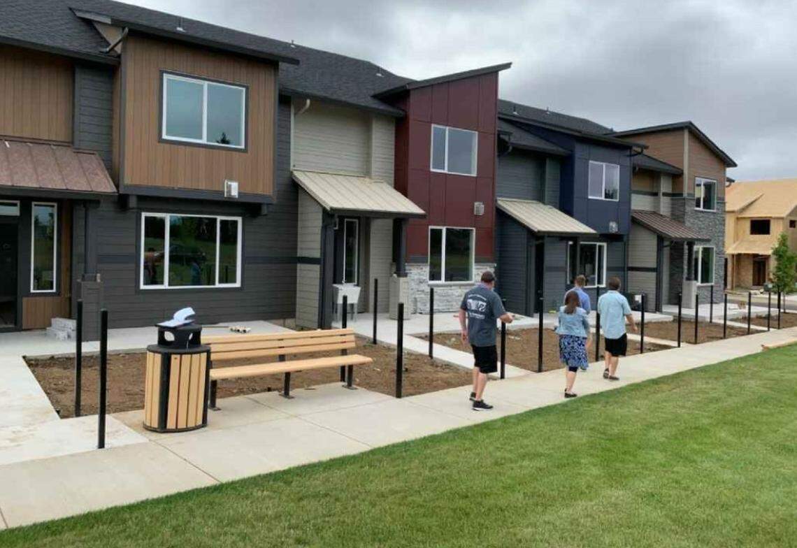 A rendering of attached homes in the Pura Vida Ridge Ranch subdivision proposed at 3727 Lake Hazel Road, Meridian. The project would include 127 single-family attached homes and 30 detached homes.