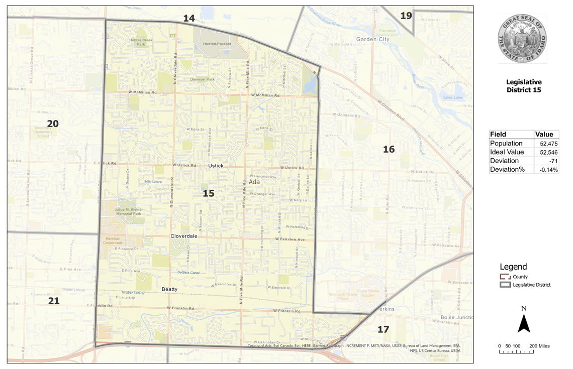 A map of Legislative District 9, which encompasses a portion of West Boise.