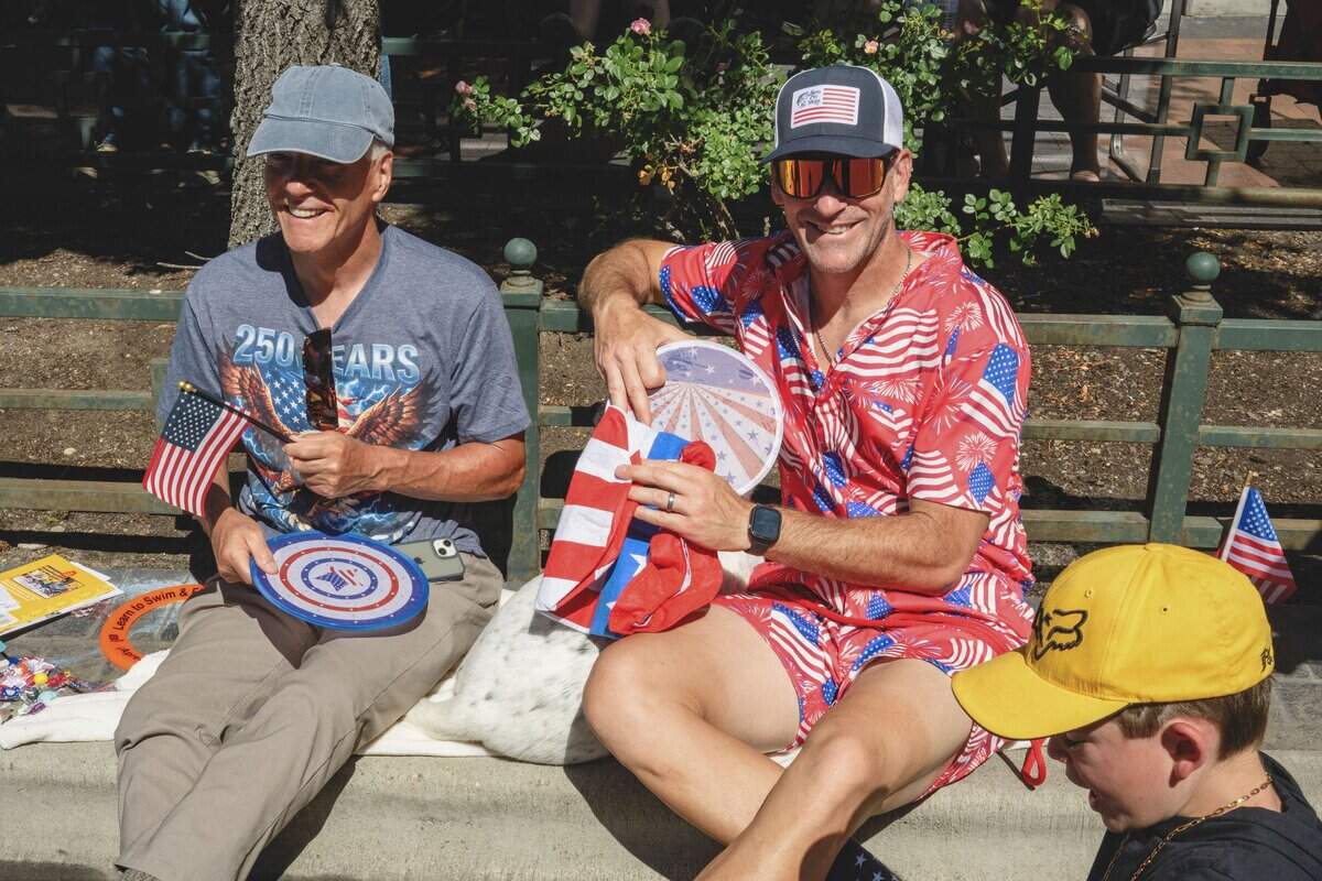 Patriotic accessories and clothing were on full display as parade-goers watched floats travel down Capitol Boulevard on Saturday.