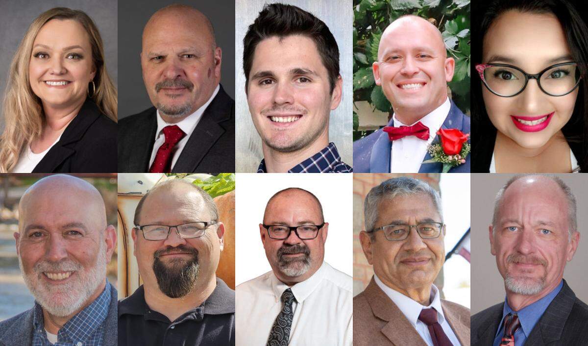 11 candidates are running for three Caldwell City Council seats in the November election. Top row from left: Becky Mitchell, Chris Allgood, Dave Larson, Eric Phillips and Florina Ruvio. Bottom row from left: Geoff Williams, John Carter, Mike Dittenber, Ramzy Boutros and Scott Tilmant. Chris Mortenson did not submit a photo.