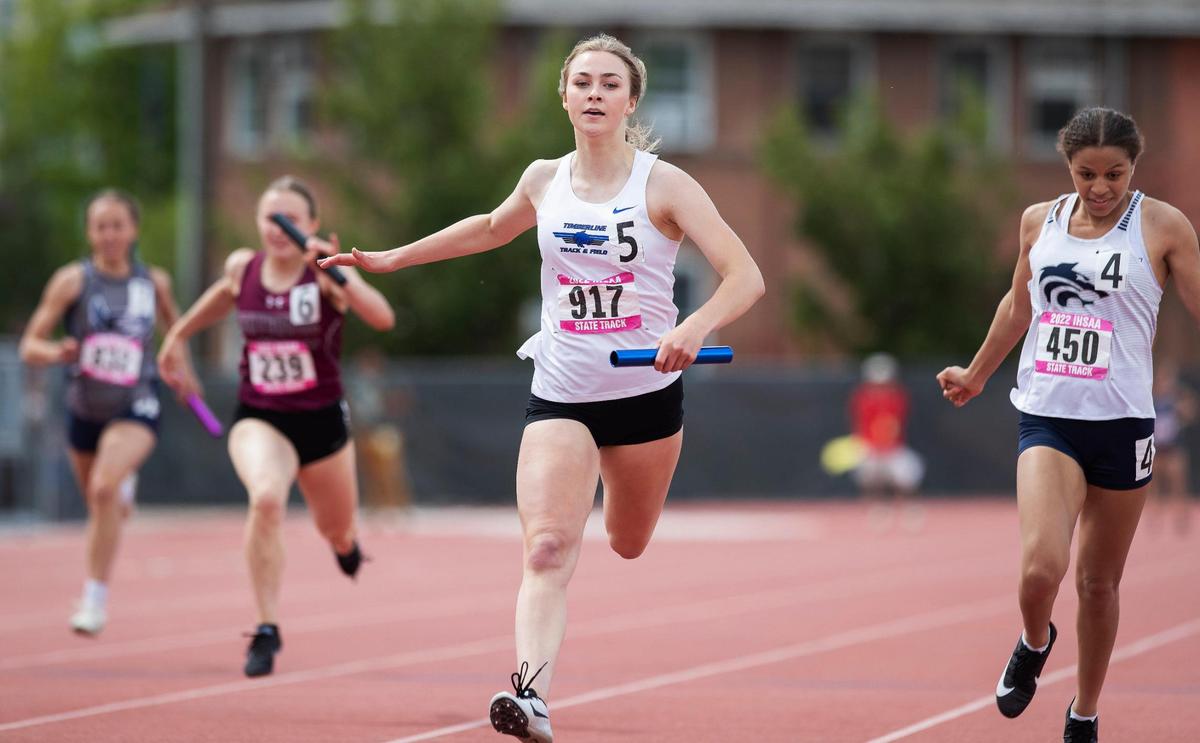 Timberline wins in the 5A girls 4x200-meter relay Saturday at Dona Larsen Park.
