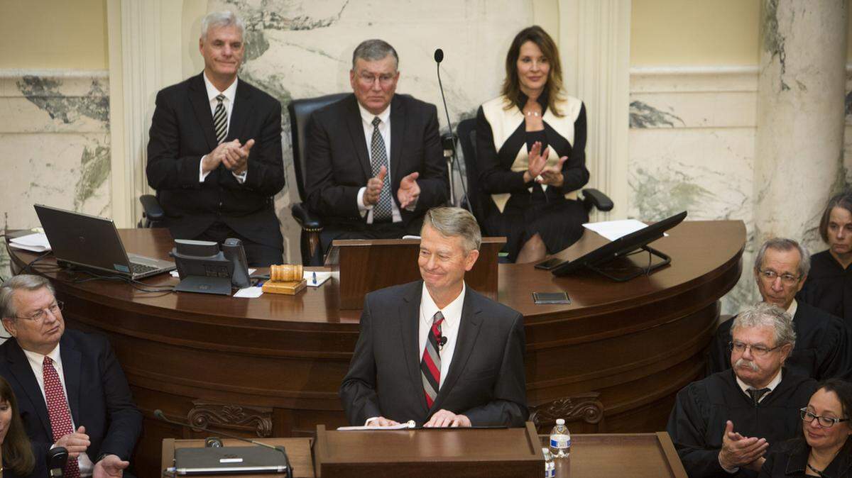 Gov. Brad Little makes his first State of the State addresses to a combined Idaho House and Senate on Monday, Jan. 7, 2019.