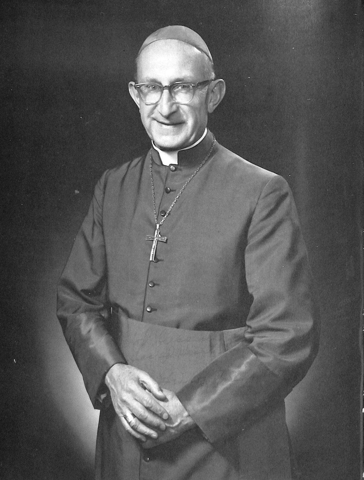 Bishop Sylvester Treinen, a former leader of the Diocese of Boise, pictured in a Sacred Heart School yearbook.