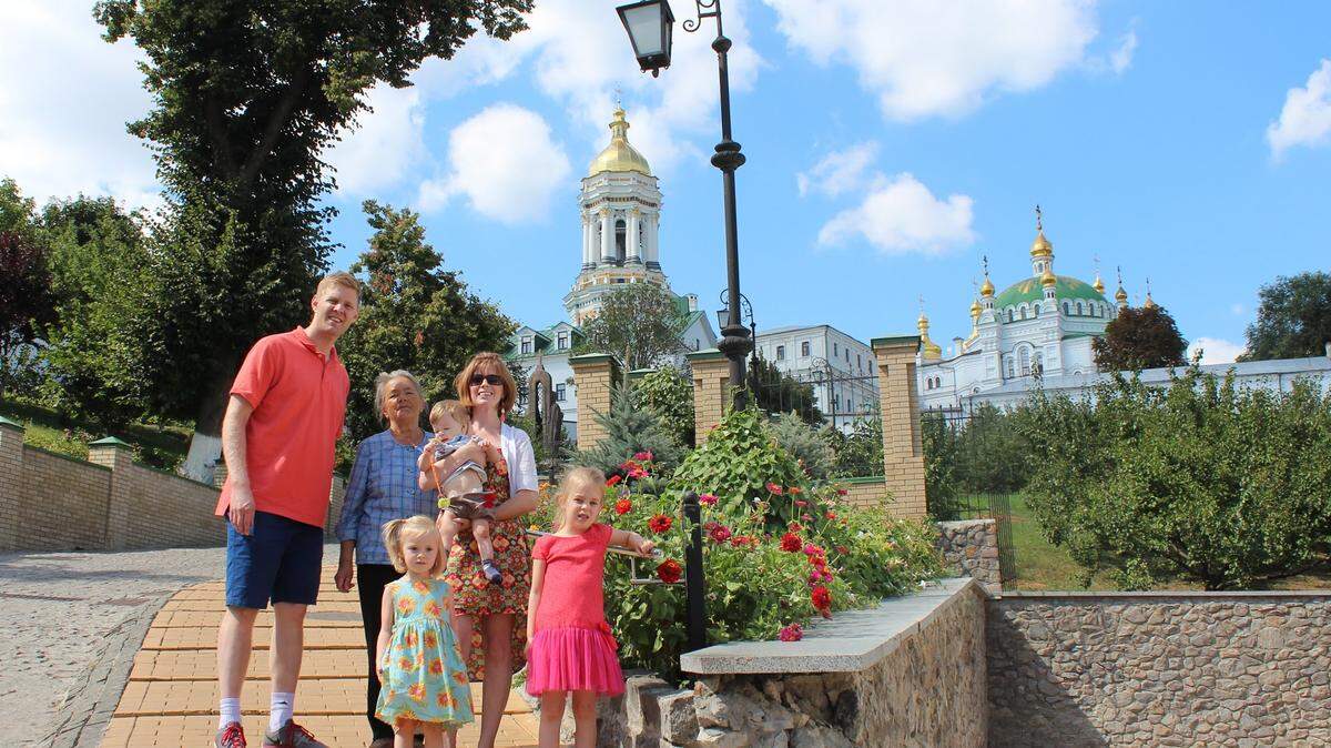 Bard Luippold and his family are shown visiting Babushka Olga in Ukraine.