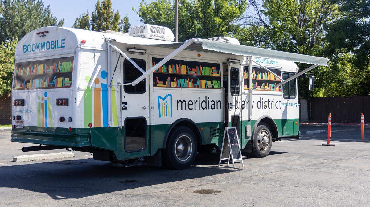 Meridian Library District's Bookmobile travels to community sites.