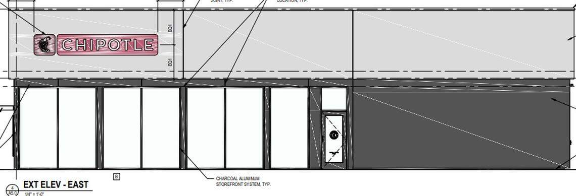 A rendering of a Chipotle proposed at 702 E. Boise Ave. The restaurant would have a drive-thru.