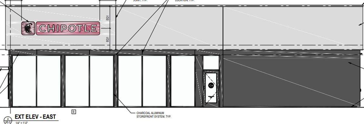 A rendering of a Chipotle proposed at 702 E. Boise Ave. The restaurant would have a drive-thru.